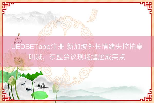 UEDBETapp注册 新加坡外长情绪失控拍桌叫喊,东盟会议现场尴尬成笑点