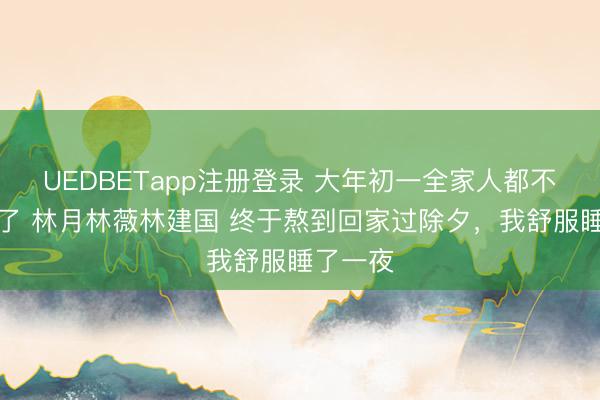 UEDBETapp注册登录 大年初一全家人都不认识我了 林月林薇林建国 终于熬到回家过除夕，我舒服睡了一夜