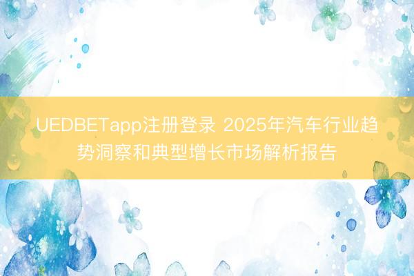UEDBETapp注册登录 2025年汽车行业趋势洞察和典型增长市场解析报告