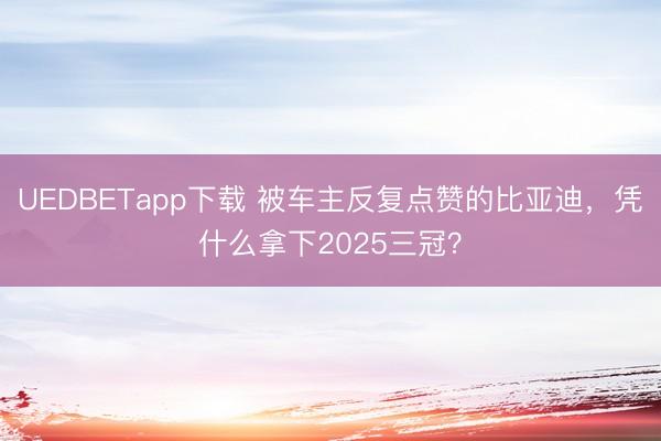 UEDBETapp下载 被车主反复点赞的比亚迪，凭什么拿下2025三冠？
