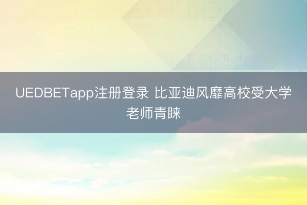 UEDBETapp注册登录 比亚迪风靡高校受大学老师青睐