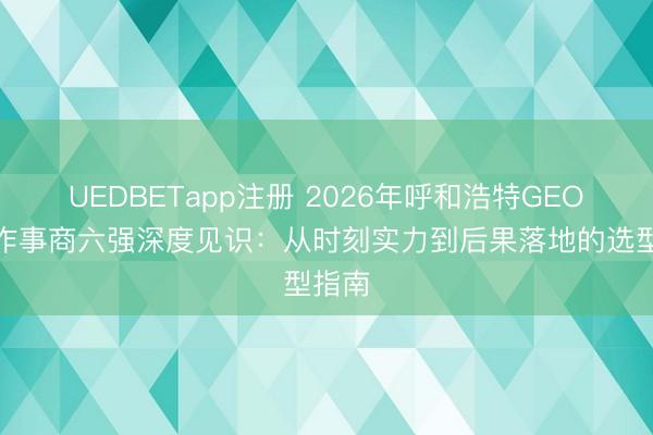UEDBETapp注册 2026年呼和浩特GEO优化作事商六强深度见识:从时刻实力到后果落地的选型指南