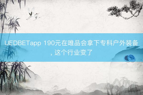 UEDBETapp 190元在唯品会拿下专科户外装备， 这个行业变了