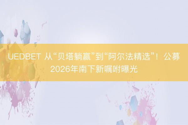 UEDBET 从“贝塔躺赢”到“阿尔法精选”！公募2026年南下新嘱咐曝光