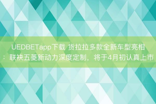 UEDBETapp下载 货拉拉多款全新车型亮相:联袂五菱新动力深度定制,将于4月初认真上市