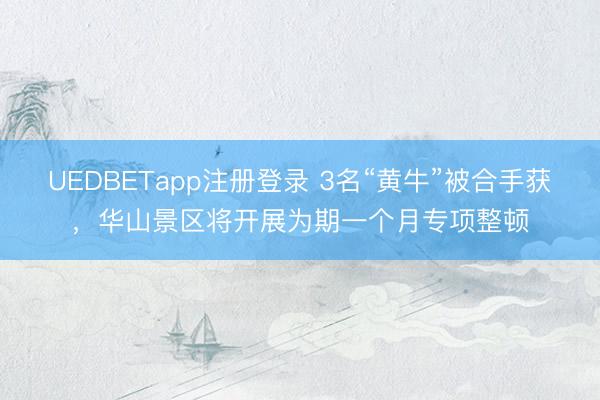 UEDBETapp注册登录 3名“黄牛”被合手获，华山景区将开展为期一个月专项整顿