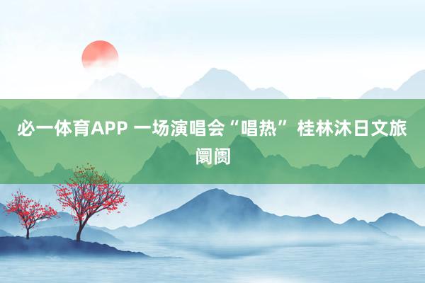 必一体育APP 一场演唱会“唱热” 桂林沐日文旅阛阓