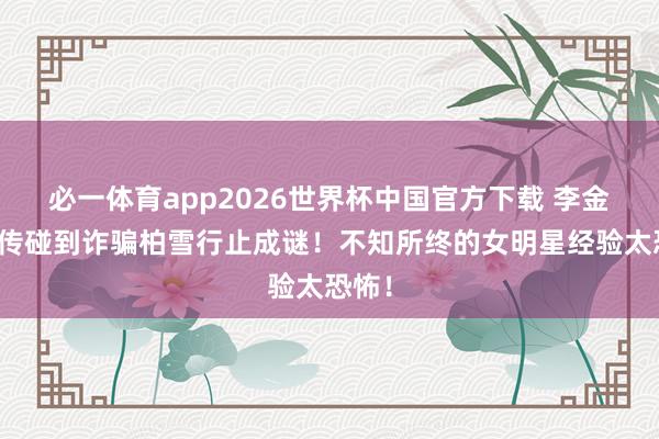 必一体育app2026世界杯中国官方下载 李金铭被传碰到诈骗柏雪行止成谜!不知所终的女明星经验太恐怖!