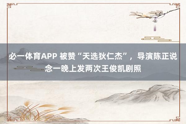 必一体育APP 被赞“天选狄仁杰”，导演陈正说念一晚上发两次王俊凯剧照