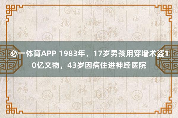 必一体育APP 1983年，17岁男孩用穿墙术盗10亿文物，43岁因病住进神经医院
