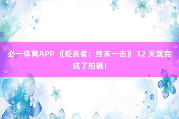 必一体育APP 《贬责者：终末一击》 12 天就完成了拍摄！