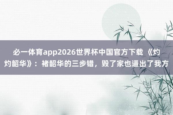 必一体育app2026世界杯中国官方下载 《灼灼韶华》:褚韶华的三步错,毁了家也逼出了我方