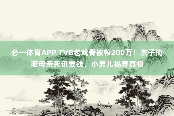 必一体育APP TVB老戏骨被榨200万！宗子掩蔽母亲死讯要钱，小男儿揭穿真相