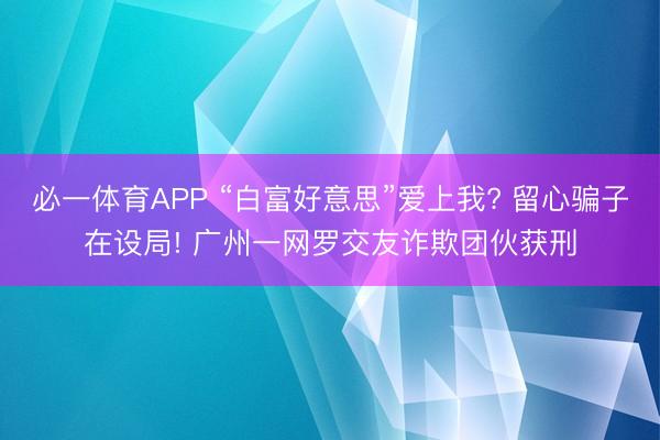 必一体育APP “白富好意思”爱上我? 留心骗子在设局! 广州一网罗交友诈欺团伙获刑