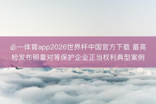 必一体育app2026世界杯中国官方下载 最高检发布照章对等保护企业正当权利典型案例