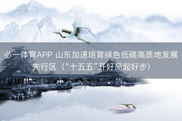 必一体育APP 山东加速培育绿色低碳高质地发展先行区（“十五五”开好局起好步）