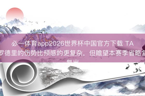 必一体育app2026世界杯中国官方下载 TA：罗德里的伤势比预感的更复杂，但瞻望本赛季省略复出