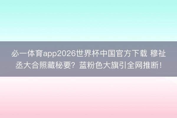 必一体育app2026世界杯中国官方下载 穆祉丞大合照藏秘要?蓝粉色大旗引全网推断!
