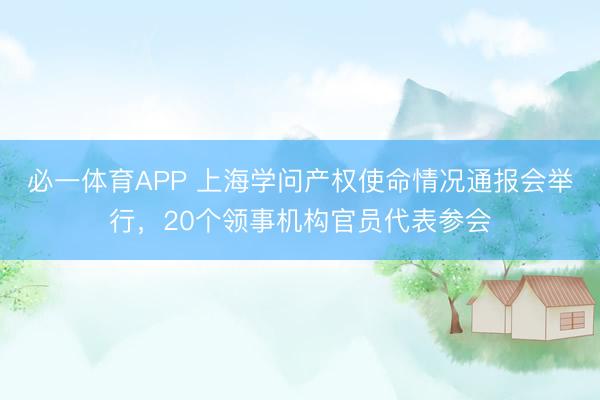 必一体育APP 上海学问产权使命情况通报会举行，20个领事机构官员代表参会