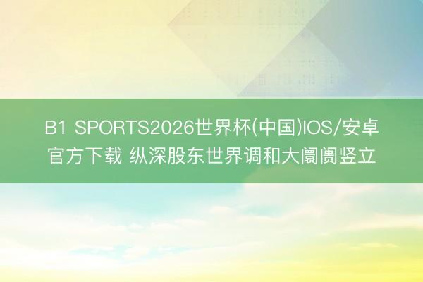B1 SPORTS2026世界杯(中国)IOS/安卓官方下载 纵深股东世界调和大阛阓竖立
