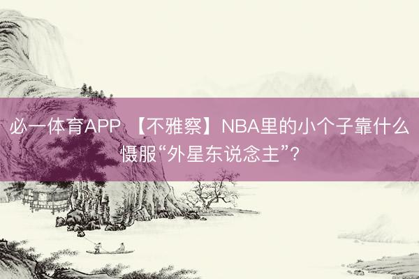 必一体育APP 【不雅察】NBA里的小个子靠什么慑服“外星东说念主”?