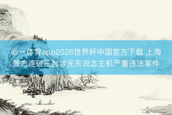 必一体育app2026世界杯中国官方下载 上海警方连破三起涉无东说念主机严重违法案件