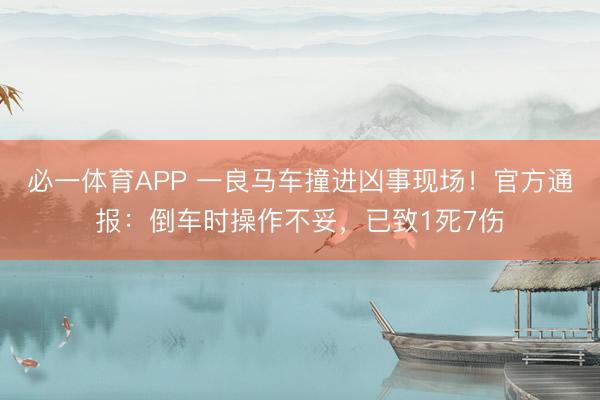 必一体育APP 一良马车撞进凶事现场！官方通报：倒车时操作不妥，已致1死7伤