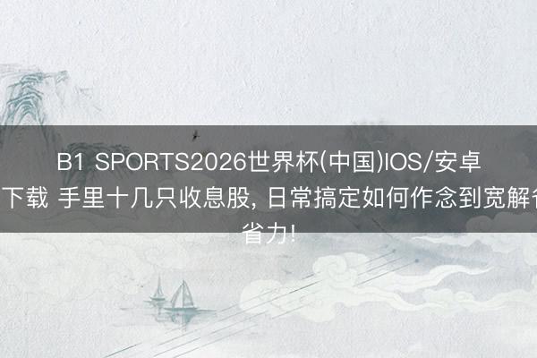 B1 SPORTS2026世界杯(中国)IOS/安卓官方下载 手里十几只收息股， 日常搞定如何作念到宽解省力!